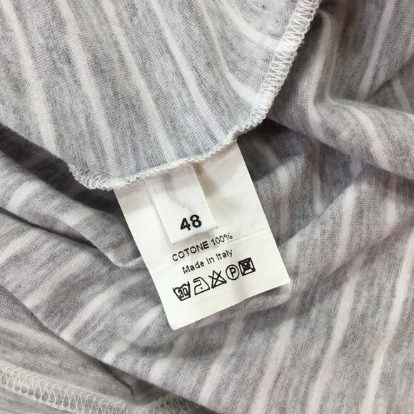Amina Rubinacci Italy Polo Long Sleeve Gray White Stripe Cotton Size 48 or US 12 - Picture 10 of 10